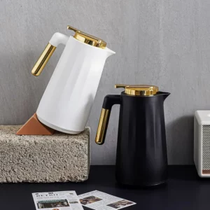 Wood grain thermal insulation pot Large capacity thermos high value office coffee pot Living room glass thermos - Image 3
