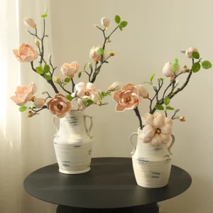 Pu Magnolia Artificial Flower Branch Wedding Floral Arrangement Accessories Home Room Table Decoration Garden Layout Photo Prop - Image 2