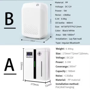 Room Fragrance Diffuser Wall Mounted Hotel Air Freshener Bluetooth Essential Oils Diffuser Built-in Fan Electric Smell For Home - Image 6