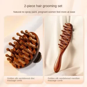 Multi-Functional Wood Therapy Massage Comb Scalp Head Massager Natural Sandalwood Circular Tooth Guasha Scraping Body Massager - Image 4