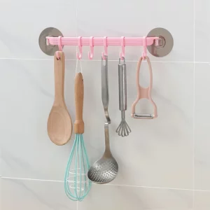 1pc Blue/White/Pink Suction Cup Type Hook 6 Rows for Kitchen Bathroom Corner Suspension Without Marks Hanger Hook - Image 3