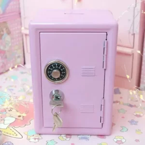 NEW Ins Safe Box Organizer Iron Pink Desk Decorative Box Piggy Bank Metal Mini Cabinet Money Storage Box Kawaii Storage Box - Image 2