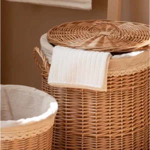 Willow Weaving Laundry Hamper Home Dirty Clothes Storage Basket with Cover Rattan Organizer for Laundry Room Bathroom Organizer - Image 5