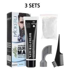 3 Minutes Black Beard Dye Cream With Comb 80ml Rosemary Natural Black Beard Dye Shampoo Pure Plant-Based Instant Hair Dye Cream - Image 4