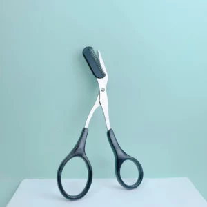 Pink eyebrow trimming scissors with built-in comb - stainless steel, precise grooming tool, creating perfect eyebrows - Image 5