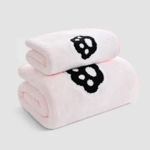 Cartoon Family Shower Towels, Panda Style, Coral Fleece, Absorbent, Hanging, Hand, Hair, Face, Bath Towel Set, Bathroom, 2Pcs - Image 3