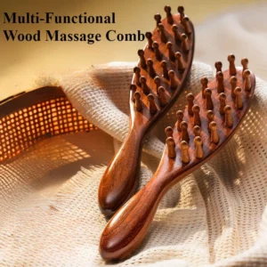 Multi-Functional Wood Therapy Massage Comb Scalp Head Massager Natural Sandalwood Circular Tooth Guasha Scraping Body Massager - Image 1