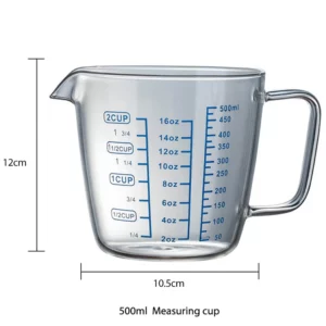 High Borosilicate Measuring Glass Cup Liquid Scale Measurement With Scale Microwave Oven Available Kitchen Baking Glass Cup - Image 6