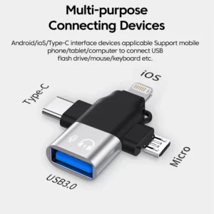 Olaf 3 in 1 OTG Adapter USB3.0 to Micro USB/Type C/Lightning Converter For iphone Xiaomi Samsung Mouse Keyboard U Flash drive - Image 4