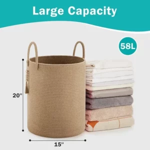 Large Capacity 38X50cm Woven Basket Laundry Basket Sundry Toy Storage Organizer Dirty Cloth Hamper Portable Diaper - Image 6
