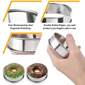 2pcs Stainless Steel Double Rolled Baking Circle Tart Ring Fruit Pie Cake Cookie Molds 10cm 8cm for Kitchen Biscuit Pastry - Image 3