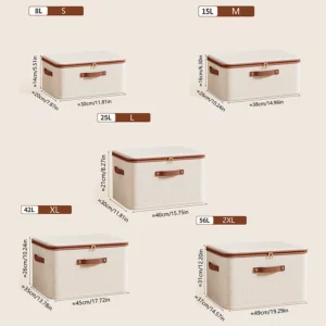 Linen Zipper Storage Boxes, Non-Woven Fabric Clothing Organizer Bins for Home Bedroom Closet Organization,Include Good Helpers - Image 2