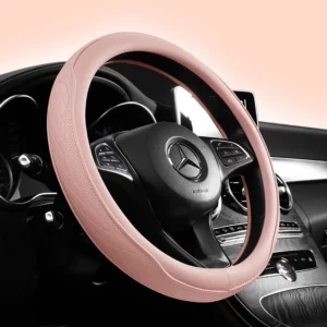 Napa Leather Perforated Patchwork Car Steering Wheel Cover, Non-slip, Breathable, Universal 15 Inch (Approx. 38cm) - Image 3