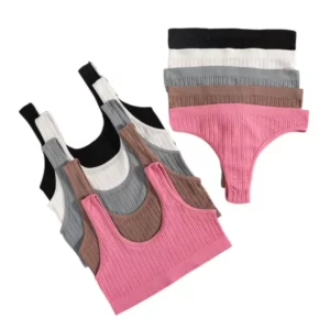 Women Seamless Bra Set High Waist Thongs Panties Wireless Bra Nonwire Bras Sexy Lingerie Set Female Sport Underwear Set - Image 4