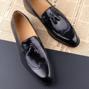 New Style Business Men Loafers Shoes Genuine Cowhide Handmade Sewing Casual Formal Wedding Party Slip on Pointed Dress Shoes Man - Image 6