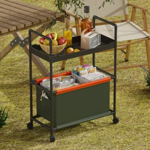 Foldable Rolling Cart - 3-Tier Kitchen/Bathroom Organizer with Wheels (Lightweight, Space Saving) - Image 2