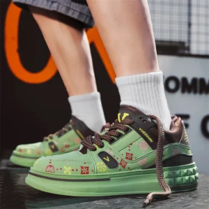 2025 Spring New Men's Shoes Fashion Printed Casual Board Shoes Thick Soles Increase All Comfortable Sports Shoes - Image 2