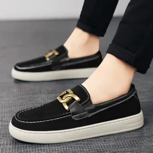 Black Loafers Shoes For Men Luxury Slip-on Shoes Men Unisex Breathable Casual Leather Shoes Man Driving Shoes Zapatos Hombre - Image 3