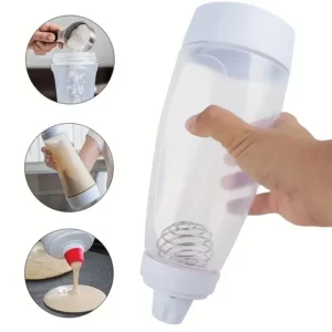 1PC 1000ml Hand-cranked Batter Mixing Bottle Easy Squeeze Bottle with Blender Ball Perfect for Cupcakes Pancakes Waffles Cakes - Image 3