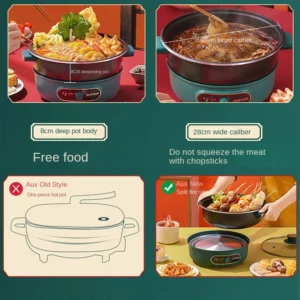 220V 4L / 5L Multi-Cooker Separable Electric Hot Pot and Electric Rice Cooker with Non-Stick Coating Stir-frying Function - Image 2