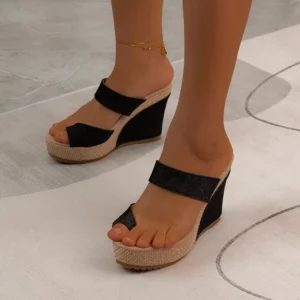 Women High-heeled Slippers Women Wedges Sandals Platform Slippers Women Slip on Shoes Slides Casual Non-Slip Thick Sole Slippers - Image 3