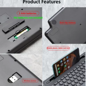 Wireless Keyboard Bluetooth Keyboard Mouse Card Slot Numeric Keypad for Android IOS Desktop Laptop PC Gamer - Image 4