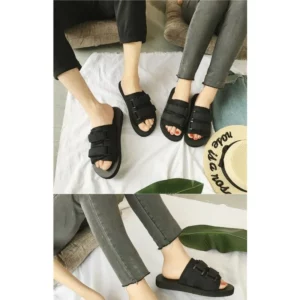 Simple Outdoor Men Slippers Fashion Hook&Loop Canvas Casual Couple Shoes Slip-on Beach Slippers Sandals Women Shoes Flip Flops - Image 6