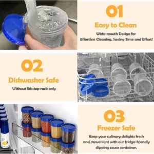 10 packs 4oz Salad Dressing Container with Lids Leakproof Screw Reusable Stackable Plastic Dip Sauce Containers - Image 6