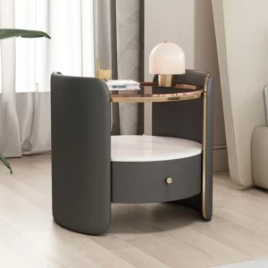 Wholesale Bedside Table Simple Modern Round Home Bedroom Cat Scratching Leather Bedside Cabinet - Image 5