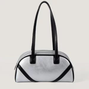 Simple PU Leather Women Shoulder Bags 2024 Korean Spliced Color Commuter Handbags Textured Zipper Underarm Bag - Image 2