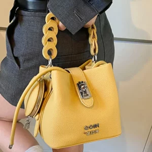 Temperament Lock Bucket Bag for Women 2025 New Summer Single Shoulder Crossbody Bag Popular Handbag Soft Pu Daily Commuting Bag - Image 1