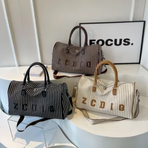 High Capacity Striped Canvas Fashion Travel Bags 2024 Versatile Hot Sale Ladies Bag Bolsa De Viaje Bolsa Femininas - Image 5