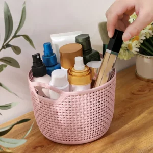 Portable Lightweight Plastic Container Case with Handle, Large Capacity Drain Storage Baskets, Stationery, Toiletries, Cosmetics - Image 4