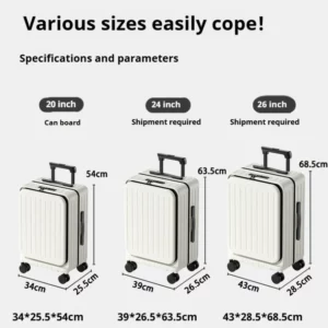 Front Open Cover Luggage Suitcase PC Material Side Opening Suitcase Cup Holder Password Trolley Case Large Capacity Travel Case - Image 6