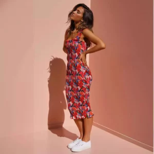 Women's Sexy Vacation Style Ruffled Pleated Tight Dress - Image 2