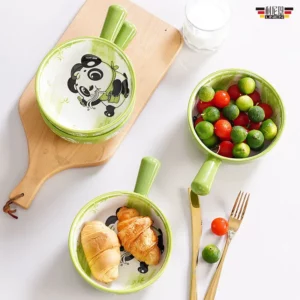 Kawaii Single Handle Ceramic Noodle Bowl, Cute Design, Large Bowl, Creative Restaurant, Flower Bowl, Home Decoration, Panda - Image 4