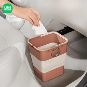 Cartoon Bear Car Trash Can Storage Basket with Handles Foldable Car Organizer Box Sundries Bucket Waste Container - Image 4