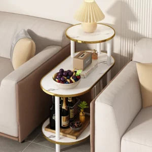 Sofa Side Table Modern Light Luxury Coffee Table Simple Solid Wood Furniture Living Room Storage Rack Corner Table Movable - Image 2