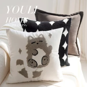 30X50/45x45CM Cartoon Cat Embroidered Throw Pillow Cover Nordic Stamping Waist Cushion Cover Decor Home Decorative Pillowcase - Image 2