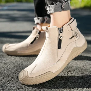Handmade Sewing Leather Men Casual Boots Fashion Designer Shoe Man Leather Ankle Boots Men Walking Shoe Breathable Hombres Botas - Image 1