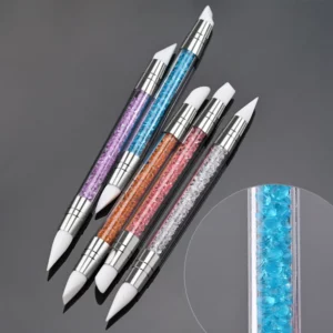 5Pcs/Set Sculpture Dotting Pen Nail Art Silicone Brush Colorful Crystal Dual-head Carving Flower Painting Pen DIY Manicure Tools - Image 5