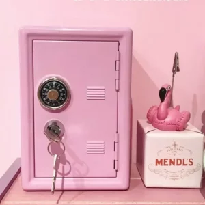 NEW Ins Safe Box Organizer Iron Pink Desk Decorative Box Piggy Bank Metal Mini Cabinet Money Storage Box Kawaii Storage Box - Image 1