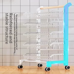 4-Tier Rolling Fruit and Vegetable Storage Basket Mobile Kitchen Organizer Black Island Cart with Handle Space-Saving - Image 3