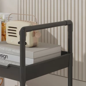 Foldable Rolling Cart - 3-Tier Kitchen/Bathroom Organizer with Wheels (Lightweight, Space Saving) - Image 3