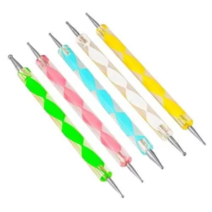 5Pcs/Set Professional 2 Ways Nail Art Dotting Pen Plastic Swirl Wood Marbleizing Steel Rhinestones Pickup Pen Manicure Tools - Image 4