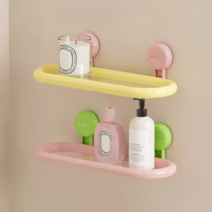 UFORU Suction cup oval shelf Bathroom perforation-free wall-mounted shower gel hand sanitizer dopamine storage shelf - Image 3