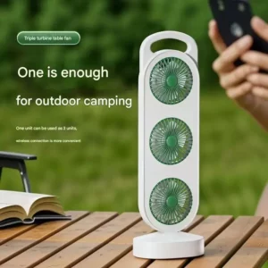 Triple Turbine Design 3-stage Fan Mini Desktop Camping Electric Fan Rechargeable Home Dormitory Silent Operation High Quality - Image 6