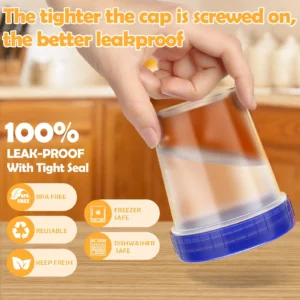 10 packs 4oz Salad Dressing Container with Lids Leakproof Screw Reusable Stackable Plastic Dip Sauce Containers - Image 2