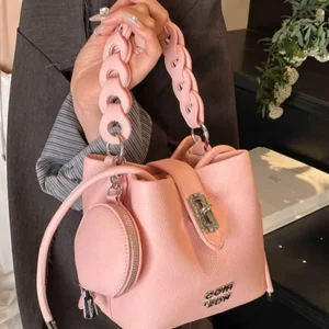 Temperament Lock Bucket Bag for Women 2025 New Summer Single Shoulder Crossbody Bag Popular Handbag Soft Pu Daily Commuting Bag - Image 4
