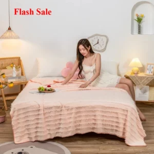 New Autumn and winter short plush fringed blanket siesta milk plush air conditioner siesta blanket end of bed decorative blanket - Image 5